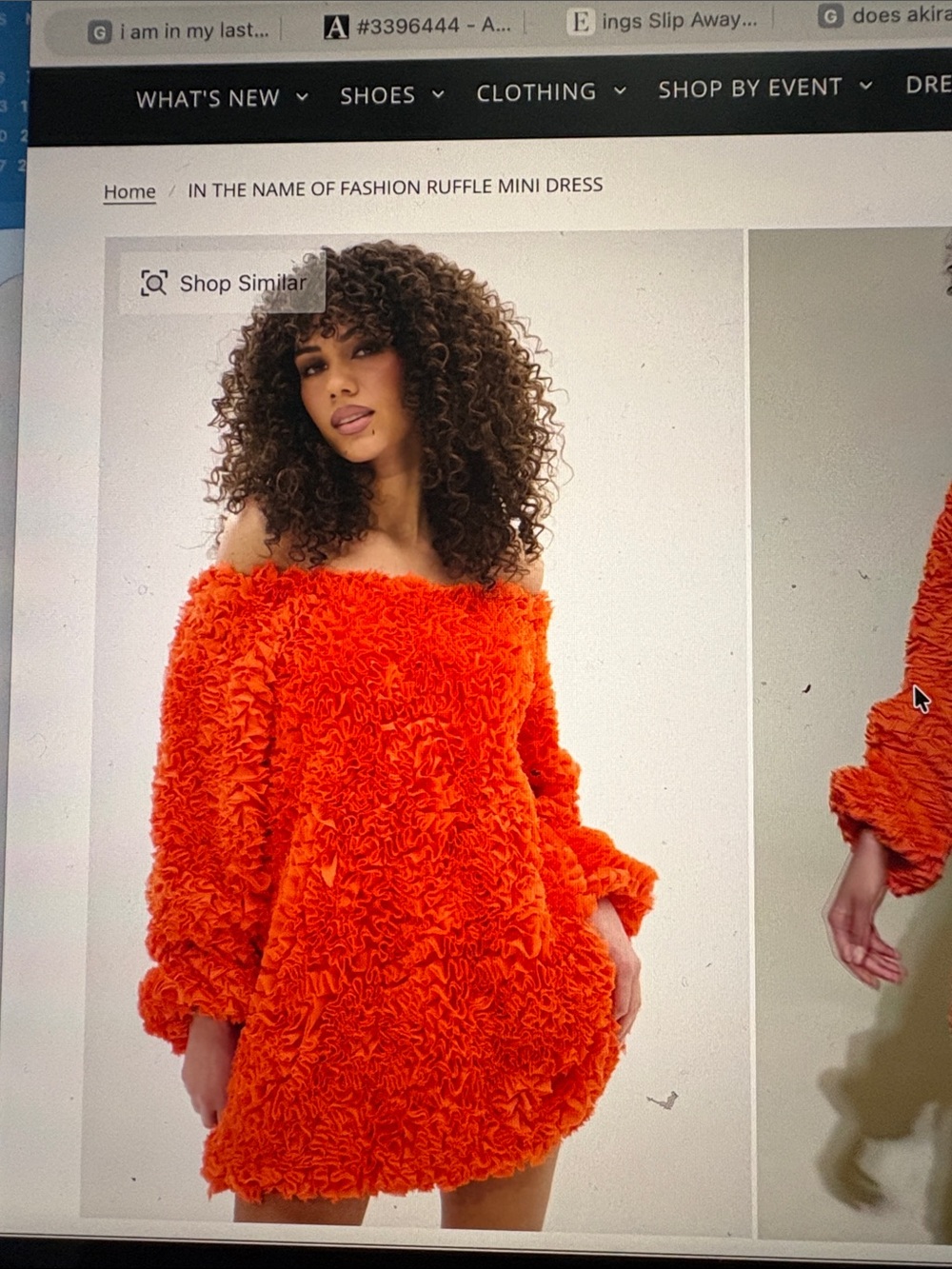 AKIRA Vibrant Orange Off-the-Shoulder Ruffle Sweater Dress